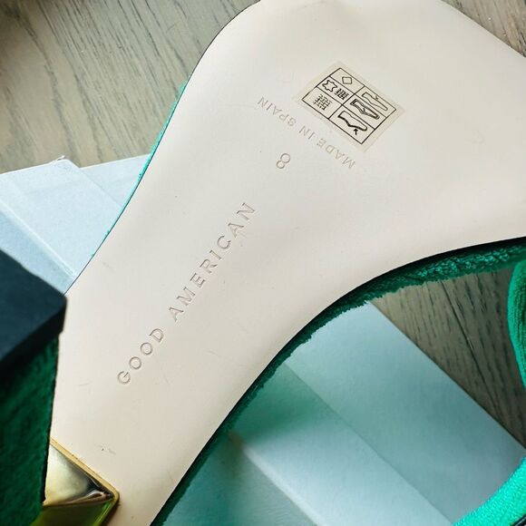 Good American Terry Heeled Sandals – Green – Size 8 – NWT Made in Spain - Picture 5 of 7